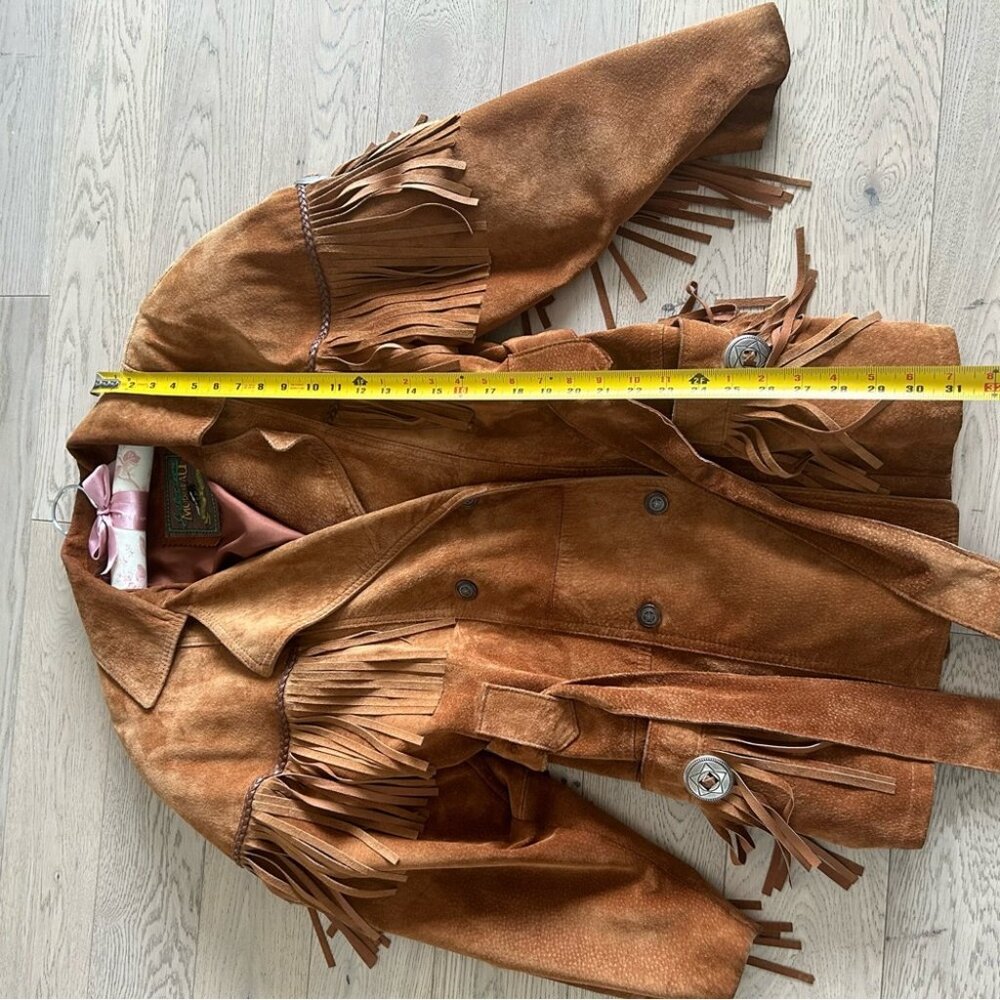 Tan Suede Fringed Jacket size Large - Picture 7 of 9